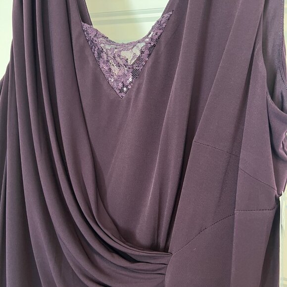 NWT London Times Women Size 20W Eggplant Violet Lace V-Neck Sheath Dress - Picture 3 of 11